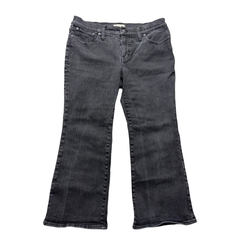 Madewell Mid Rise Kick Out Jeans Womens 32P Petite Charcoal Wash Stretch Bootcut